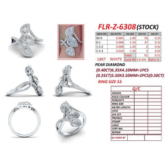 1.41 CT Pear Diamond Triple Pear Halo Ring