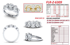 1.31 CT Round Diamond Bezel Wave Ring