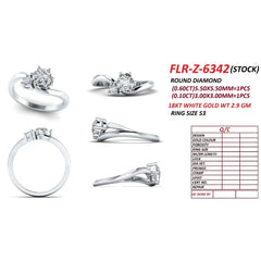 0.70 CT Round Diamond Bypass Two Stone Ring