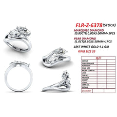 1.80 CT Marquise & Pear Diamond Bypass Two Stone Ring