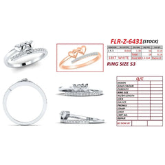 0.16 CT Round Diamond Double Heart Bypass Ring