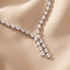 27.20 CT Pear Diamond Tennis Necklace with Drop