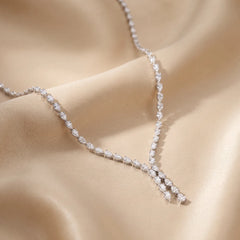 27.20 CT Pear Diamond Tennis Necklace with Drop