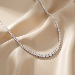 18.27 CT Round Diamond Graduated Tennis Necklace