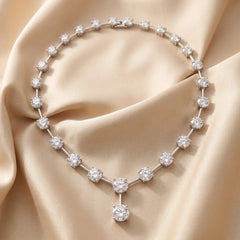 49 CT Round Diamond Tennis Necklace With Drop Pendant