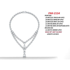 14 CT Pear & Round Diamond Double Layer Pear Drop Necklace
