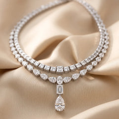 48.26 CT Multi Shape Diamond Drop Necklace