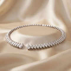 32.00 CT Marquise & Pear Diamond Open Collar Necklace