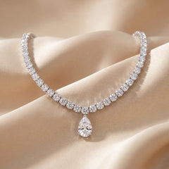 69.00 CT Pear & Round-Cut Diamond Pear Drop Tennis Necklace