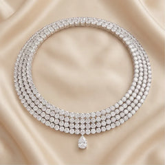 292.00 CT Pear & Round-Cut Diamond Multi-Row Statement Necklace
