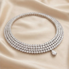 292.00 CT Pear & Round-Cut Diamond Multi-Row Statement Necklace