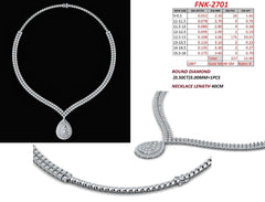 23.40 CT Diamond Double Row Teardrop Pendant Necklace