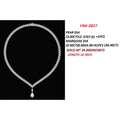 39.40 CT Marquise & Pear Diamond Drop Necklace