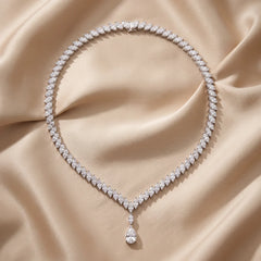39.40 CT Marquise & Pear Diamond Drop Necklace