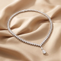 39.40 CT Marquise & Pear Diamond Drop Necklace