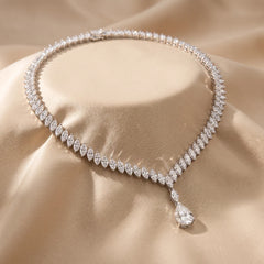 39.40 CT Marquise & Pear Diamond Drop Necklace