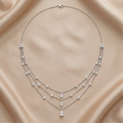 3.93 CT Multi-Shape Lab Diamond Triple Layer Drop Necklace