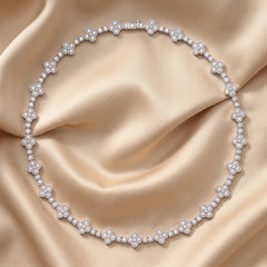 24.01 CT Diamond Clover Station Necklace