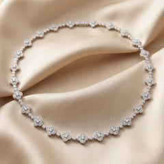 24.01 CT Diamond Clover Station Necklace