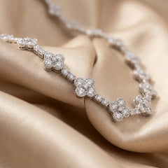 24.01 CT Diamond Clover Station Necklace
