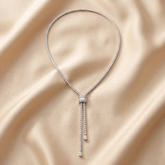 16.76 CT Round Diamond Zipper Tassel Necklace