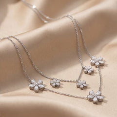 8.68 CT Pear Diamond Floral Necklace