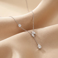 1.01 CT Multi-Shape Diamond Petal Drop Necklace