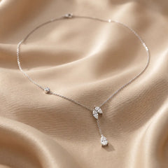 1.01 CT Multi-Shape Diamond Petal Drop Necklace