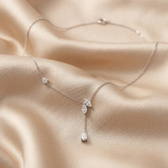 1.01 CT Multi-Shape Diamond Petal Drop Necklace