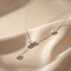1.00 CT Pear-Cut Lab Diamond Floral Drop Necklace