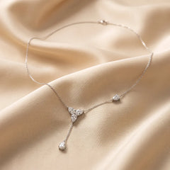 1.00 CT Pear-Cut Lab Diamond Floral Drop Necklace