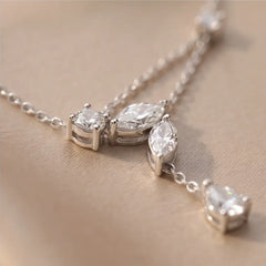 0.87 CT Multi-Shape Diamond Leaf Drop Necklace