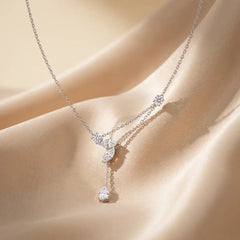0.87 CT Multi-Shape Diamond Leaf Drop Necklace