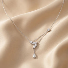 0.87 CT Multi-Shape Diamond Leaf Drop Necklace