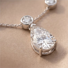 9.00 CT Pear & Round-Cut Diamond Drop Necklace