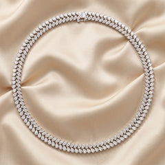 35.30 CT Pear & Marquise Diamond Double Row Necklace