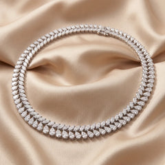 35.30 CT Pear & Marquise Diamond Double Row Necklace