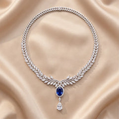 19.62 CT Multi-Shape Diamond & Sapphire Drop Necklace