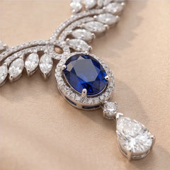 19.62 CT Multi-Shape Diamond & Sapphire Drop Necklace