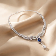 19.62 CT Multi-Shape Diamond & Sapphire Drop Necklace