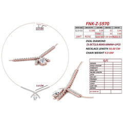 8.46 CT Oval & Round-Cut Diamond Ribbon Drop Necklace