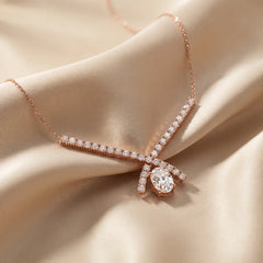 8.46 CT Oval & Round-Cut Diamond Ribbon Drop Necklace