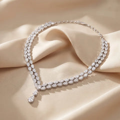 24.70 CT Pear Cut Diamond Double Row Drop Necklace