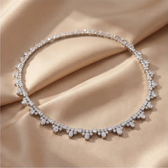28.67 CT Multi-Shape Diamond Floral Tennis Necklace