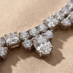 28.67 CT Multi-Shape Diamond Floral Tennis Necklace