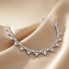 28.67 CT Multi-Shape Diamond Floral Tennis Necklace