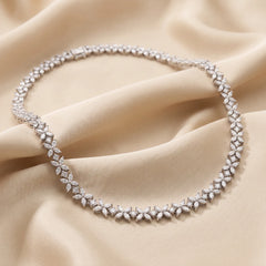 19.01 CT Marquise & Round Diamond Floral Necklace