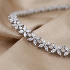 19.01 CT Marquise & Round Diamond Floral Necklace