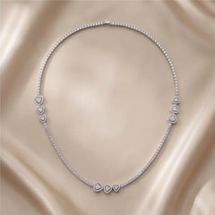 5.86 CT Round-Cut Diamond Teardrop Accent Tennis Necklace