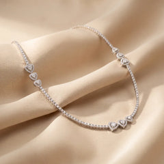 5.86 CT Round-Cut Diamond Teardrop Accent Tennis Necklace